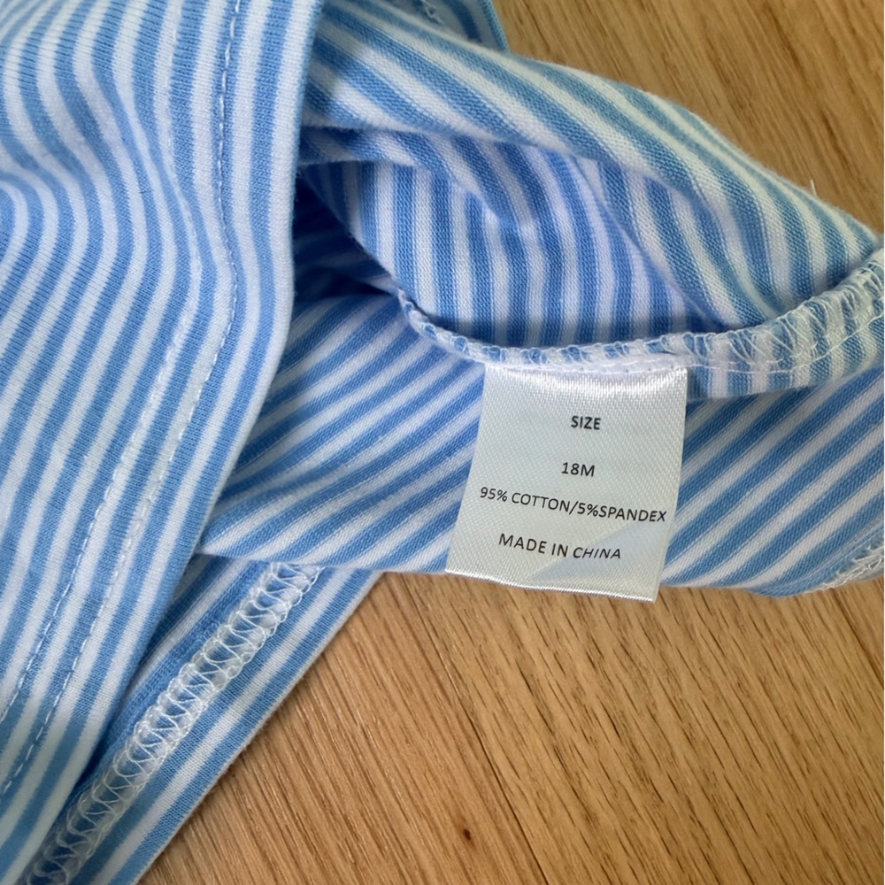 Stitchy Fish Apple Polo Shirt 18M NWOT Blue Stripe Back to School - Picture 4 of 5
